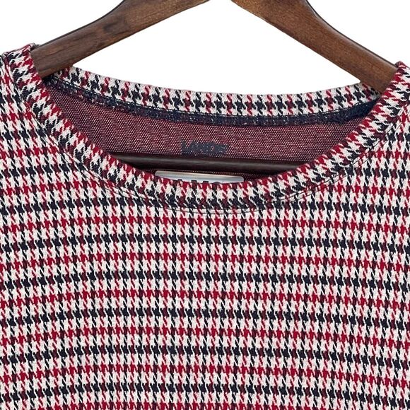 Lands' End‎ Pullover Sweater Women Size PL Red Houndstooth Knit Long Sleeve - Picture 2 of 7